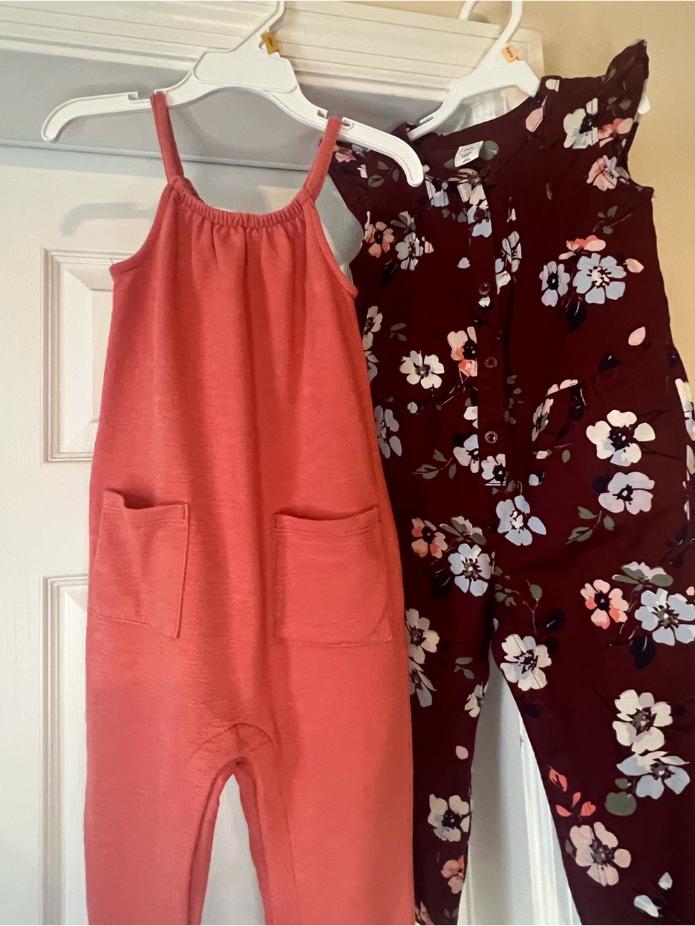 Bundle (2) Toddler Girls Rompers GAP Coral Pink & Old Navy One-Piece Rompers